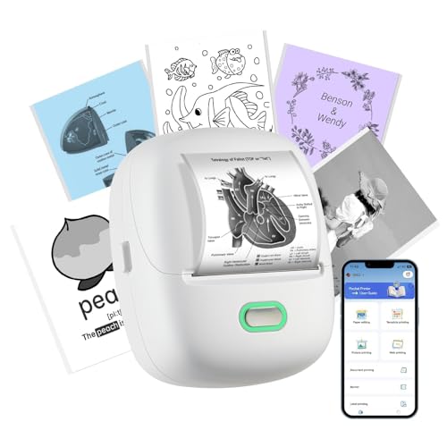 ORGSTA S002 etikettendrucker selbstklebend etikettiergerät Bluetooth 300 DPI etikettiermaschinen beschriftungsgerät ettikettiergeraet Label Printer Sticker Maker (Weib) von ORGSTA