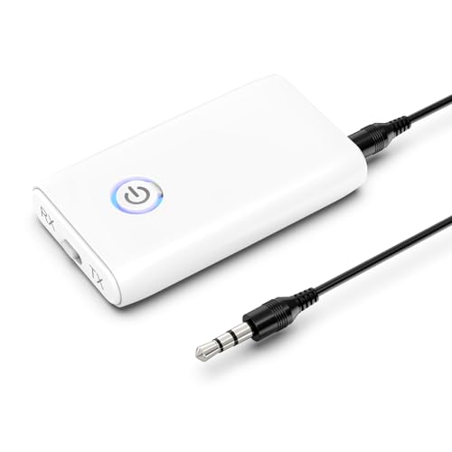 ORIA Bluetooth 5.0 Adapter, 2 in 1 Bluetooth Aux Adapter 3,5mm, Bluetooth Audio Empfänger Rauschreduzierung, für Auto, Lautsprecher, Stereo Systeme und Kopfhörer - Weiß von ORIA
