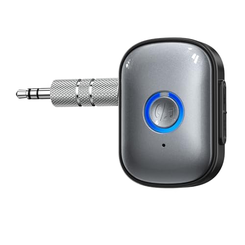 ORIA Bluetooth 5.3 AUX Adapter, Tragbarer Bluetooth Audio Adapter mit Lärmminderung, Typ-C-Ladung, Lautstärkeregelung, 3,5mm Drahtloser Bluetooth Empfänger für Auto, Kopfhörer, Lautsprecher von ORIA