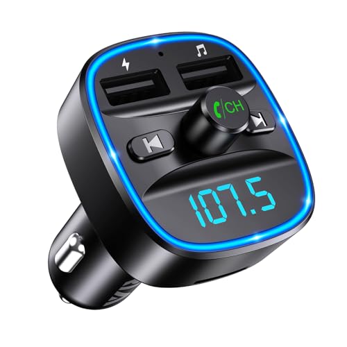 ORIA Bluetooth FM Transmitter Auto, Bluetooth 5.3 Adapter für Auto Radio, Rauschunterdrückung Mikrofon & 2 USB Aufladung, Freisprechen Carkit, unterstützt BT, SD-Karte, USB-Stick von ORIA