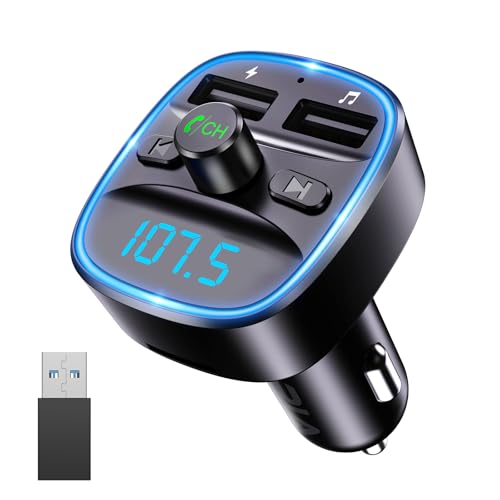 ORIA Bluetooth 5.3 FM Transmitter, Radio KFZ Adapter, mit Mikrofon, 2 USB Aufladung, LED Display, Freisprecheinrichtung Car Kit Auto Musik-Player unterstützt TF-Karte USB-Disk von ORIA