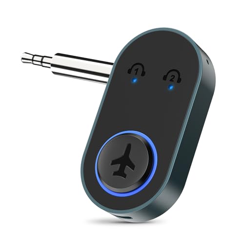 ORIA Bluetooth Adapter Aux, Bluetooth 5.3 Transmitter mit Doppelte Verbindung, Typ-C Ladung, Wireless Aux Audio Adapter für Flugzeuge, Desktop, Computer, Fernsehgeräte von ORIA