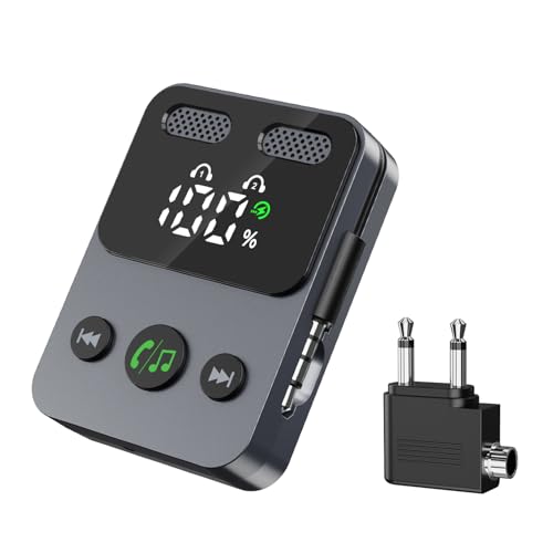 ORIA Bluetooth Aux Adapter, Bluetooth 5.3 Sender Transmitter Empfänger mit Duale Verbindung, LED Anzeige, HiFi-Bass, Audio Adapter für TV, PC, Flugzeug, Lautsprecher von ORIA