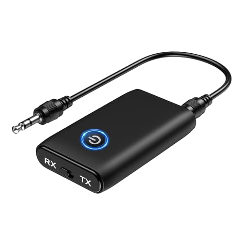 ORIA Bluetooth Aux Adapter, 2 in 1 Bluetooth 5.0 Empfänger, Mini Bluetooth Musik Adapter, Audioempfänger, für Heimstereo, Kopfhörer, Lautsprecher, Laptop (Typ-C Aufladung) von ORIA