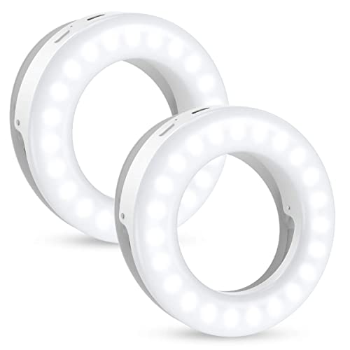 ORIA Selfie Licht, Selfie Ring Licht Handy, 40 LED Ringlicht mit 3 Stuff Helligkeit, 2 STK Handy Ringleuchte, USB Wiederaufladbar Selfie Ring Licht, für Handy, Tablet, Fotos - 2PCS von ORIA