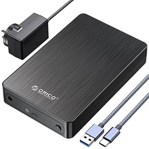 3,5 Zoll Festplattengehäuse ORICO USB 3.1 auf SATA 6 Gbps für 2,5/3,5'' HDD/SSD Festplatten,USB C HDD Gehäuse bis zu 18 TB mit UASP Werkzeuglos für Büro(HM35C3) von ORICO
