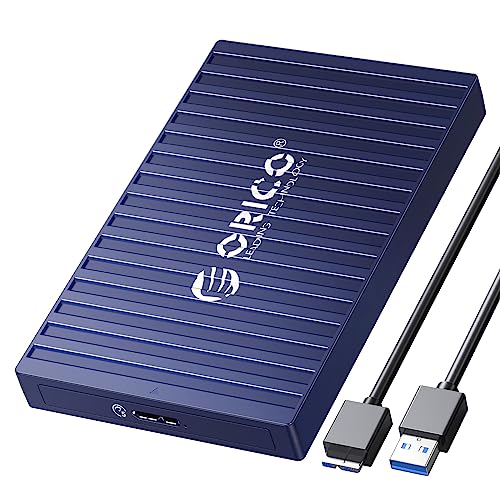 Festplattengehäuse 2 5 Zoll USB 3.0, ORICO 5Gbps Werkzeugloses Externes Festplattengehäuse für 9.5mm 7mm 2.5 Zoll SATA SSD HDD, mit UASP unterstützt, USB Kabel.(Blau) von ORICO