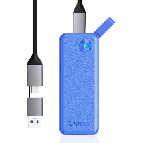 ORICO 1TB Externe SSD bis zu 1050MB/s, Portable SSD Festplatte Extern mit 2 in 1 USB C & A Kabel, Geeignet für iPhone 16 Pro Max, Tablet, Laptop -B10PRO(blau) von ORICO