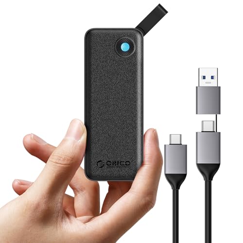 ORICO 1TB Externe SSD bis zu 460MB/s, Portable SSD Festplatte Extern mit 2 in 1 USB C & A Kabel, Geeignet für iPhone 16 Pro Max, Tablet, Laptop -B5PRO von ORICO