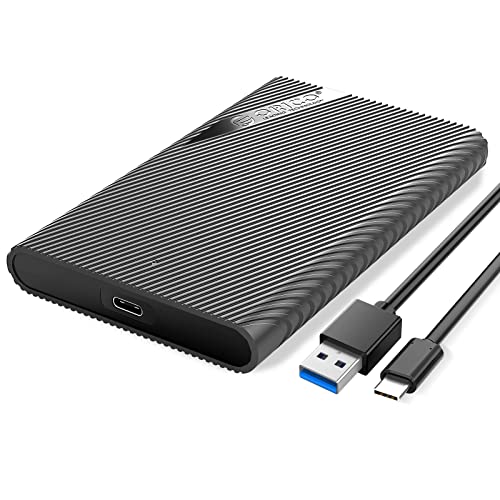 ORICO 2,5'' Externes Festplattengehäuse USB C Gehäuse für SATA SSD/HDD in Höhe 9.5mm/7mm UASP unterstützt mit USB 3.1 Kabel, Werkzeugfreie(2521C3) von ORICO