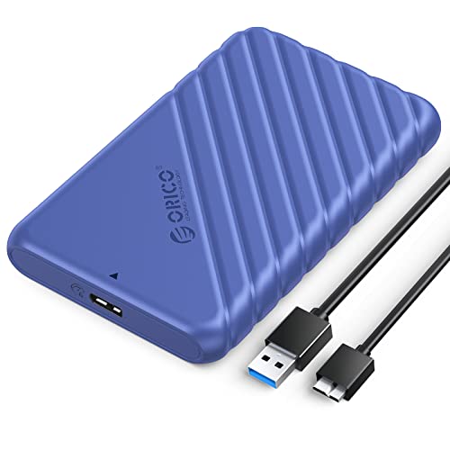 ORICO 2,5 Zoll Festplattengehäuse mit USB 3.0 Kabel Werkzeugloses Externes HDD Gehäuse für 2,5 Zoll SATA SSD und HDD in Höhe 9.5mm 7mm,UASP Trim unterstützt,Blau (25PW1-U3) von ORICO