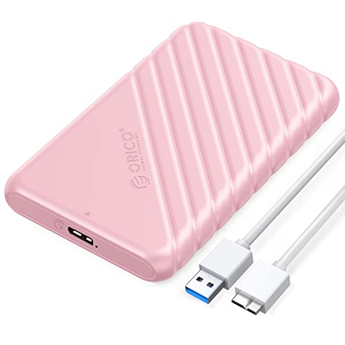 ORICO 2,5 Zoll Festplattengehäuse mit USB 3.0 Kabel Werkzeugloses Externes HDD Gehäuse für 2,5 Zoll SATA SSD und HDD in Höhe 9.5mm 7mm,UASP Trim unterstützt,Rosa(25PW1-U3) von ORICO