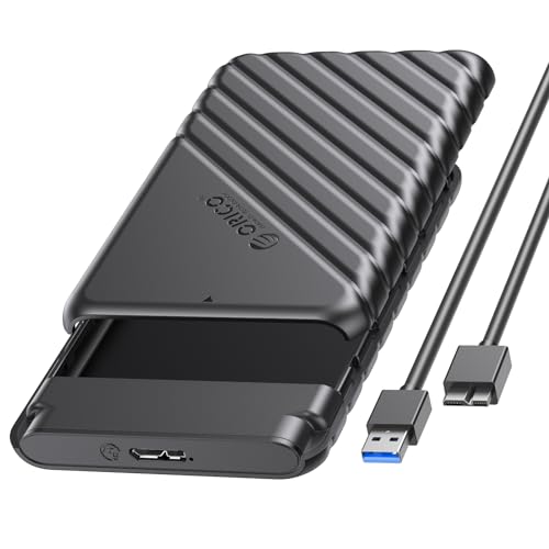 ORICO 2,5 Zoll Festplattengehäuse mit USB 3.0 Kabel Werkzeugloses Externes HDD Gehäuse für 2,5 Zoll SATA SSD und HDD in Höhe 9.5mm 7mm,UASP Trim unterstützt,Schwarz (25PW1-U3) von ORICO