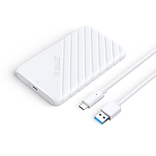 ORICO 2,5 Zoll USB C Festplattengehäuse, USB 3.1 auf SATA III 6Gbps externes Festplattengehäuse für 2,5 Zoll SSD HDD, UASP konform - Weiß von ORICO