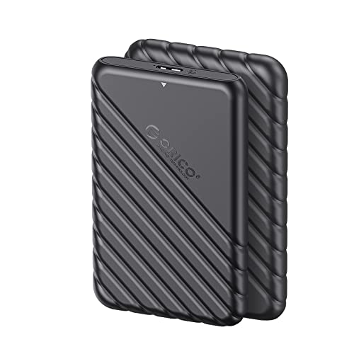 ORICO 2 Stücke 2,5 Zoll Festplattengehäuse mit USB 3.0 Kabel Werkzeugloses Externes HDD Gehäuse für 2,5 Zoll SATA SSD und HDD in Höhe 9.5mm 7mm,UASP, Max 4 TB,Schwarz von ORICO