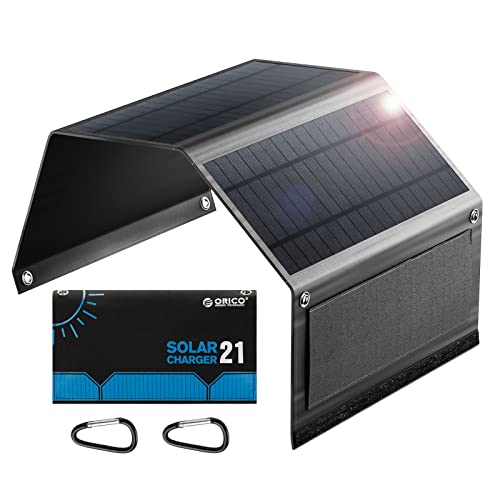 ORICO 21W Tragbar Solar Ladegerät, Monokristalline Solarmodule mit Hohem Wirkungsgrad,kompatibel mit Solargeneratoren, Telefonen, Tablets, für Outdoor-Aktivitäten von ORICO