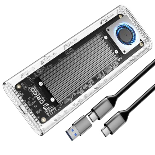 ORICO 40Gbps M.2 NVMe SSD Gehäuse mit Eingebauter Lüfter, USB C M2 Externe Adapter Enclosure für Thunderbolt 4/3 USB 3.2/3.1/3.0, Unterstützt M-Key SSD 2230/2242/2260/2280, TCM2-U4-BK von ORICO