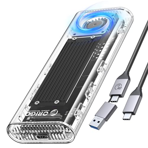ORICO 40gbps NVMe SSD Gehäuse mit Lüfter, Werkzeugfreies M.2 SSD Gehäuse für Thunderbolt 4/3 USB 3.2/3.1/3.0, Transparentes M2 Adapter Unterstützt M-Key SSD 2230/2242/2260/2280, TCM2-U4-BK ORICO 40gbps NVMe SSD Gehäuse mit Lüfter, Werkzeugfreies M.2 SSD Gehäuse für Thunderbolt 4/3 USB 3.2/3.1/3.0, Transparentes M2 Adapter Unterstützt M-Key SSD 2230/2242/2260/2280, TCM2-U4-BK von ORICO
