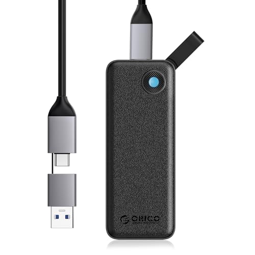 ORICO 512GB Externe SSD bis zu 1050MB/s, Portable SSD Festplatte Extern mit 2 in 1 USB C & A Kabel, Geeignet für iPhone 16 Pro Max, Tablet, Laptop -B10PRO(schwarz) von ORICO