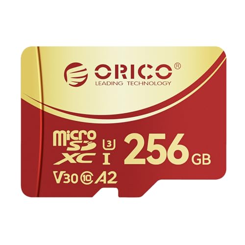 ORICO F3 256GB microSDXC UHS-I Speicherkarte, 180MB/s Lesen (benötigt DDR 220 Leser), 160MB/s, 4K UHD Aufnahme, U3, Class10, V30, A2, Micro SD für Action Kamera, Dash Cam, TF Karte von ORICO