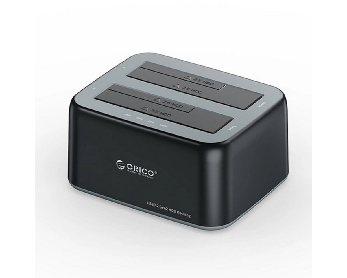 ORICO Festplatten-Dockingstation Orico 6829C3 Dockingstation für 2 x 2,5"/3,5" SATA HDD/SSD - Schwarz, (Einzelgerät, Einzelgerät), Vertikale Bauweise, USB 3.2 Gen2, SATA-kompatibel von ORICO