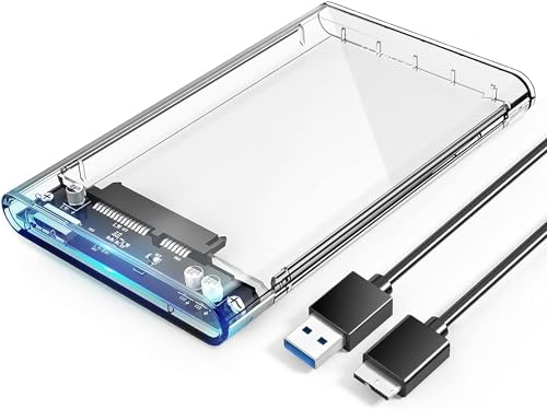 ORICO Festplattengehäuse 2,5'' USB 3.0 auf SATA 3.0 Externes Gehäuse für 7mm 9,5 mm 2,5 Zoll SATA HDD und SSD, Werkzeugfreie und UASP Beschleunigung (Transparent)-2139U3 von ORICO