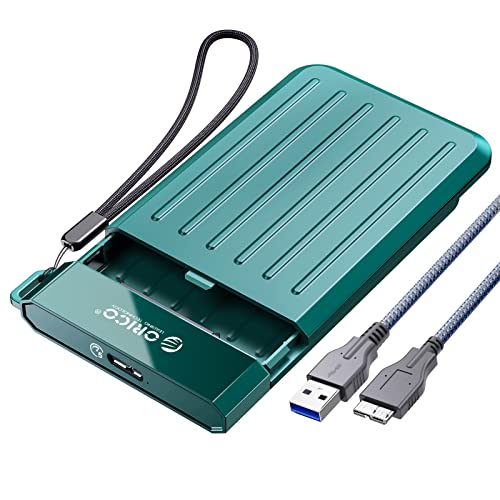 ORICO Festplattengehäuse 2,5 Zoll USB 3.0 auf SATA 3.0 Externes Festplatten Gehäuse für 2.5'' 7-9.5mm SATA SSD HDD mit UASP, Tragbares Werkzeuglos für Geschäftsreisen,Grün[M25U3] von ORICO