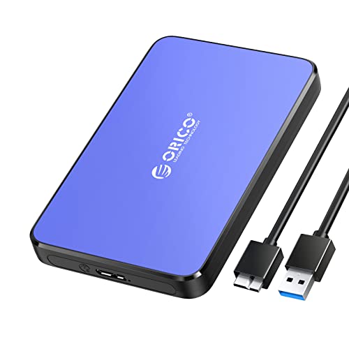 ORICO Festplattengehäuse 2 5 Zoll USB 3.0, UASP 2 5 Zoll Gehäuse für 7/9,5 mm SATA I II III HDD/SSD mit USB Kabel, Externe Festplattengehäuse Unterstützt 6 TB, Werkzeugfreie(Blau, 2588U3) von ORICO