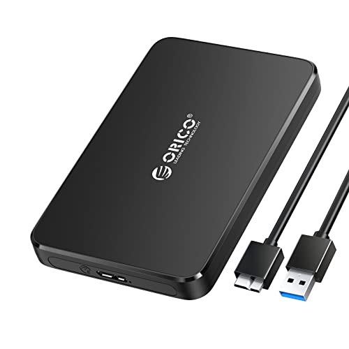 ORICO Festplattengehäuse 2 5 Zoll USB 3.0, UASP 2 5 Zoll Gehäuse für 7/9,5 mm SATA I II III HDD/SSD mit USB Kabel, Externe Festplattengehäuse Unterstützt 6 TB, Werkzeugfreie(Schwarz, 2588U3) von ORICO