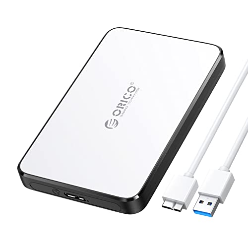 ORICO Festplattengehäuse 2 5 Zoll USB 3.0, UASP 2 5 Zoll Gehäuse für 7/9,5 mm SATA I II III HDD/SSD mit USB Kabel, Externe Festplattengehäuse Unterstützt 6 TB, Werkzeugfreie(Weiß, 2588U3) von ORICO
