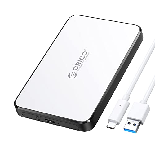 ORICO Festplattengehäuse 2 5 Zoll USB C, USB 3.1 Gen 2 Externe Festplattengehäuse für 7/9,5 mm SATA I II III HDD/SSD mit UASP, USB Kabel, SSD Gehäuse Unterstützt 6 TB, Werkzeugfreie(Weiß, 2588C3) von ORICO