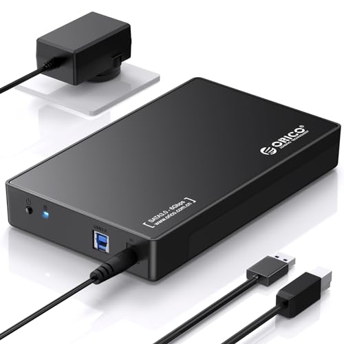 ORICO Festplattengehäuse 3,5 Externes USB 3.0 für 3,5/2,5 Zoll SATA Festplatten/SSD Bis zu 20 TB, 3,5'' Werkzeugloses HDD Gehäuse mit 12V/2A Netzteil und UASP Beschleunigung (3588US3) von ORICO