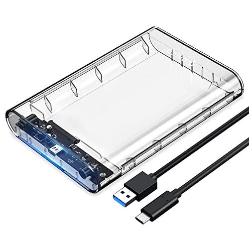 ORICO Festplattengehäuse 3,5" USB 3.1 Gen 1 auf SATA III 6 Gbps Externes Gehäuse mit USB C Kabel 12V Adapter,Werkzeugfreie, UASP Unterstützt,Transparent（3139C3） von ORICO