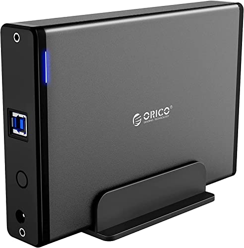 ORICO Festplattengehäuse 3,5 Zoll, 5Gbps Aluminium USB 3.0 Externe Festplatte Gehäuse mit Abnehmbarem Gehäuse auf SATA 3.0 für SATA 3,5/2,5 Zoll HDD mit 12V 2A Netzteil Adapter (20 TB Max) von ORICO