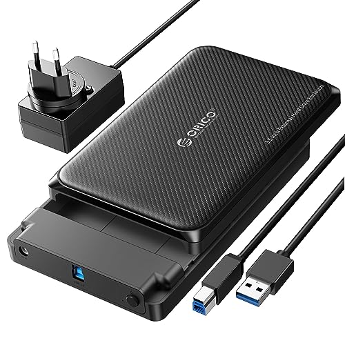 ORICO Festplattengehäuse 3,5 Zoll, USB 3.0 Werkzeugloses Externes Gehäuse für 3,5, 2,5 Zoll SATA HDD/SSD Maximal 20TB, Unterstützt UASP, mit 12 V/ 2A Netzteil, Kompatibel mit WD Seagate Toshiba.(DDW) von ORICO