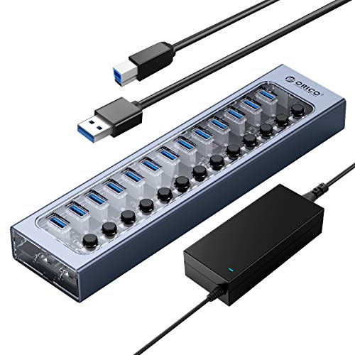 ORICO Hub USB, Hub USB 3.0 en Aluminium Avec 13 Ports USB 3.0, distributeur de Ports USB 3.0 Pour le chargement et le transfert de données, Pour PC, iMac, disque dur Mobile, clé USB von ORICO