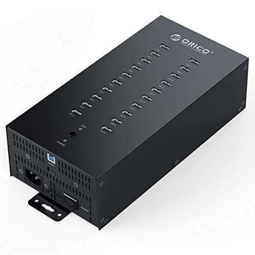 ORICO Industrial USB Hub, 20 Ports anbringbarer, industrietauglicher USB 2.0-Hub mit 150 W Leistung, Vollmetallgehäuse, Hochgeschwindigkeits-Datenübertragung von ORICO