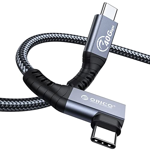 ORICO Kabel für Thunderbolt 4, Kompatibel mit Thunderbolt 3/USB4, Übertragungsrate 40Gbps, 8k@60Hz (Zwei Displays 4k@60Hz) mit PD 100W(20V/5A) für PC, eGUP und Laptops(Rechter Winkel, 0,3M) von ORICO