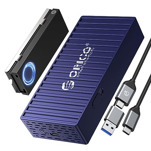 ORICO M.2 20Gbps NVME SSD Gehäuse, Werkzeugfreier USB3.2 Gen2x2 USB C Adapter Externer Case mit 2-in-1-Datenkabel für M.2 NVMe 2280 SSD mit UASP, Trim, BLUE, 9620 von ORICO