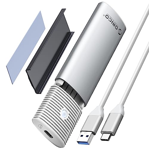 ORICO M.2 NVMe SATA SSD Gehäuse Adapter Werkzeuglos, Aluminium USB3.2/USB3.1 Gen2 10Gbps PCIe NVMe, 5Gbps NGFF SATA Externe M2 Case für M2 M-Key(B+M Key) 2230/2242/2260/2280 SSD-PWDM2G2A von ORICO