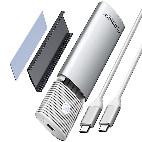 ORICO M.2 NVMe SATA SSD Gehäuse Adapter Werkzeuglos, USB C 3.2 Gen 2 10Gbps PCIe NVMe, 5Gbps NGFF SATA M-Key(B+M Key) 2230/2242/2260/2280, Aluminium Externe M2 Case Unterstützung UASP Trim-PWDM2-WH von ORICO