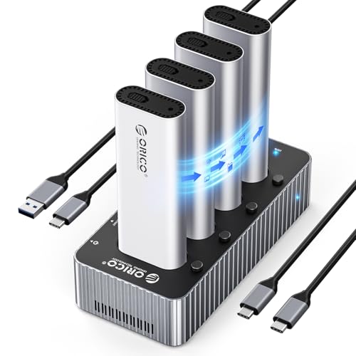 ORICO M.2 NVMe SSD Docking Station, 40Gbps 4-Bay M2 NVMe SSD Cloner Dock mit Kühlventilator, Unterstützt Offline Klonen, kompatibel mit NVMe SSD 2230/2242/2260/2280,Aluminium Design-IT48 ORICO M.2 NVMe SSD Docking Station, 40Gbps 4-Bay M2 NVMe SSD Cloner Dock mit Kühlventilator, Unterstützt Offline Klonen, kompatibel mit NVMe SSD 2230/2242/2260/2280,Aluminium Design-IT48 von ORICO