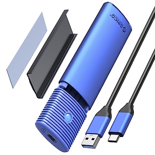 ORICO M.2 NVMe SSD Gehäuse, USB 3.2 USB C 10Gbps Adapter für NVMe PCIe M-Key/M+B Key in 2230/2242/2260/2280, M2 Case mit USB C-A Kable, Werkzeuglos, USAP- PWM2G2A, Blau von ORICO