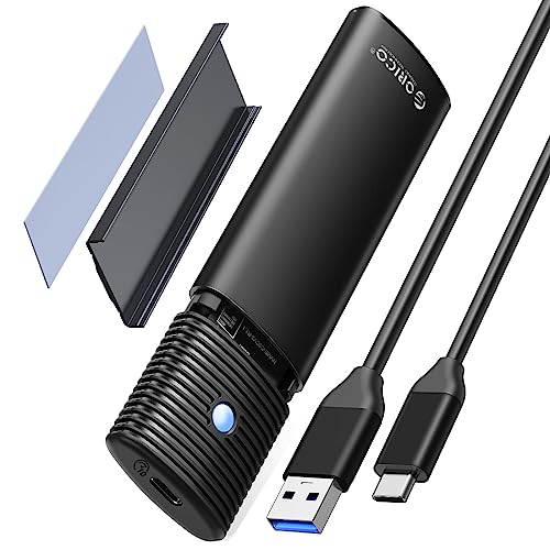 ORICO M.2 NVMe SSD Gehäuse, USB 3.2 USB C 10Gbps Adapter für NVMe PCIe M-Key/M+B Key in 2230/2242/2260/2280, M2 Case mit USB C-A Kable, Werkzeuglos, USAP- PWM2G2A, Schwarz von ORICO