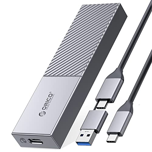 ORICO M.2 NVMe SSD Gehäuse Adapter, Aluminium USB C USB 3.2/3.1 Gen 2 (10Gbps) zu NVMe PCI-E M-Key Externe M2 Adapter Unterstützung UASP Trim SMART (für NVMe SSDs 2230/2242/2260/2280) -M206GY von ORICO