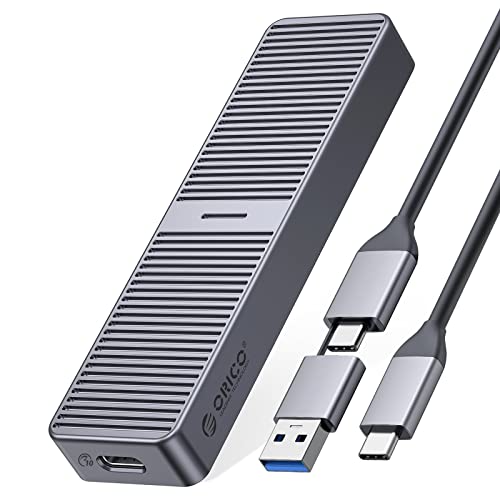 ORICO M.2 NVMe SSD Gehäuse Aluminium 10Gbps USB C USB 3.2 Gen 2 10Gbps, Externe NVMe USB Adapter für NVMe PCIe M-Key 2230/2242/2260/2280, M2 Gehäuse Unterstützung UASP Trim SMART- M222GY von ORICO