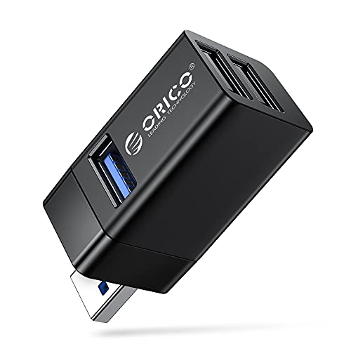 ORICO Mini USB Hub 3 Ports, Portable USB Splitter mit 1 USB 3.0 und 2 USB 2.0, High Speed Adapter für Laptop MacBook Desktop-PC Flash-Laufwerk Drucker Tastatur Mäuse von ORICO