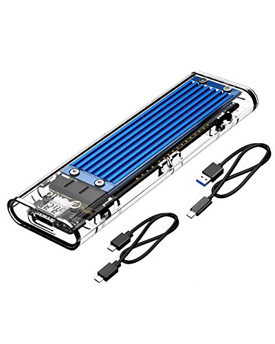 ORICO NVMe Gehäuse, USB 3.2 Gen2 (10Gbps) M.2 SSD Adapter, Transparent Externe M2 Gehäuse für PCIe M-Key/B+M Key NVMe SSD 2230/2242/2260/2280, Blau -TCM2 von ORICO