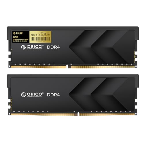 ORICO Raceline Racer DDR4 RAM 16GB (2x8GB) 3200MHz CL16, XMP 2.0 Übertaktung, 1.35V UDIMM Desktop Memory, Kompatibel mit Intel & AMD, Hochleistungs-Gaming-Desktop-Speicher – Schwarz H400 von ORICO