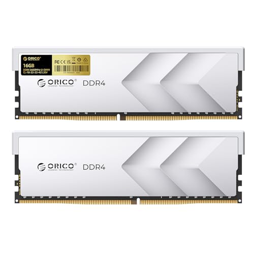 ORICO Raceline Racer DDR4 RAM 32GB (2x16GB) 3600MHz CL18, XMP 2.0 Übertaktung, 1.35V UDIMM Desktop Memory, Kompatibel mit Intel & AMD, Hochleistungs-Gaming-Desktop-Speicher – Silber H400 von ORICO